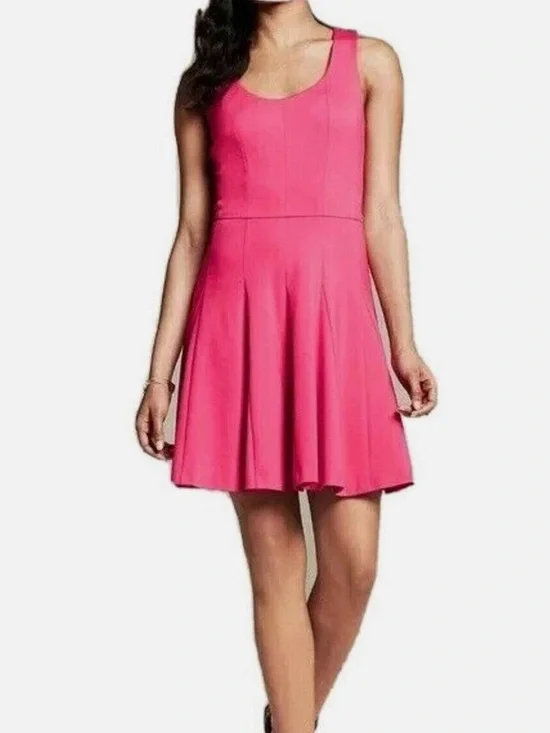 Banana Republic Ponte Skater Dress Fit Flare Women 4 Criss Cross Back Pink - Picture 1 of 4